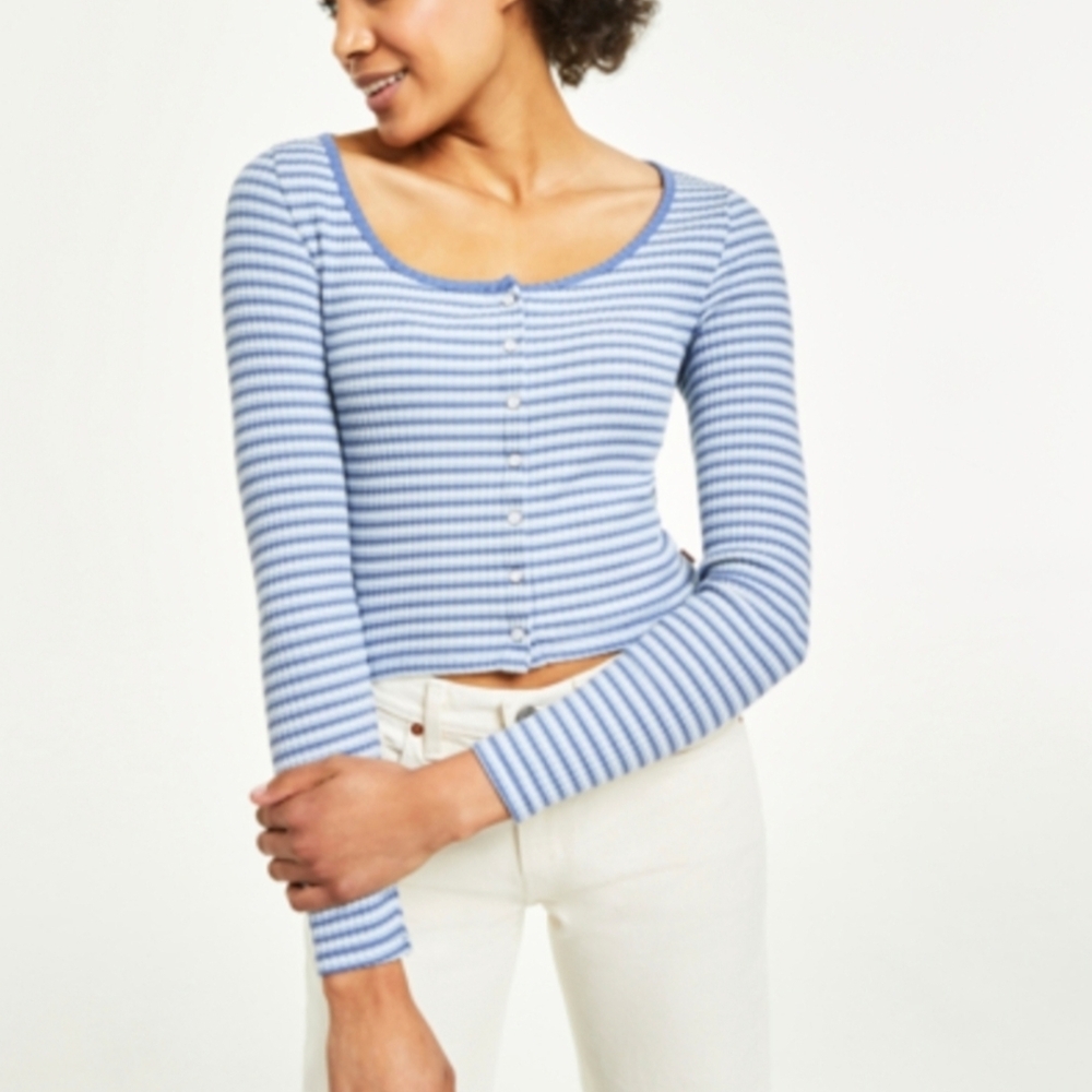 Stylish Blue Striped Button Down Shirt By Levi's 1X